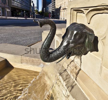 Stock photo: detail of elephant as water spout of statue of Johannes Gutenber