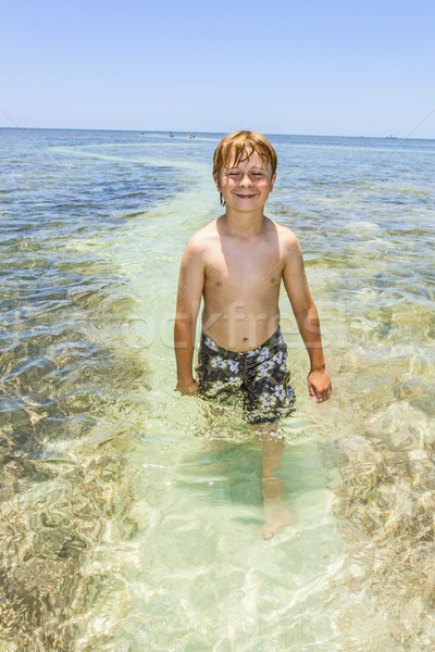 cute boy in the warm ocean near Key West Stock photo © meinzahn