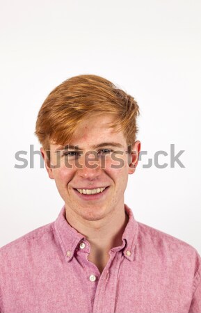 portrait of attractive laughing smiling boy isolated on white Stock photo © meinzahn