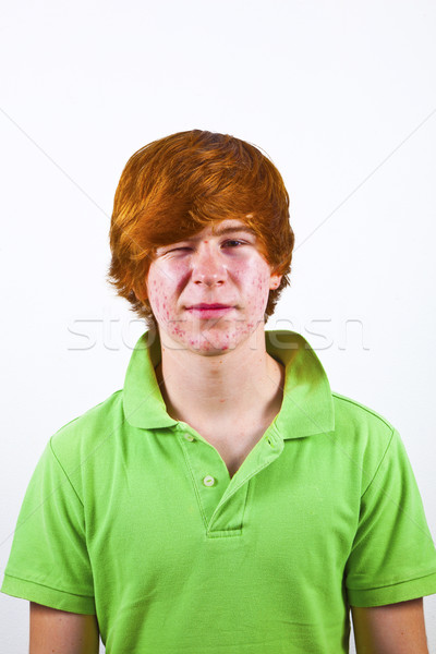 attractive boy in puberty with red hair Stock photo © meinzahn