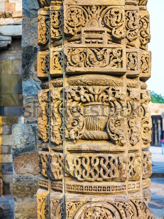 Stock photo: stone carvings at pillars, Qutab Minar, Delhi