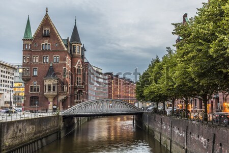 Speicherstadt at night in Hamburg Stock photo © meinzahn