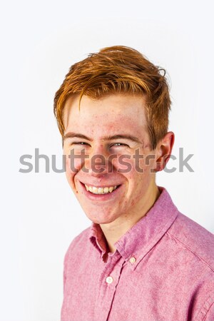 portrait of attractive laughing smiling boy isolated on white Stock photo © meinzahn