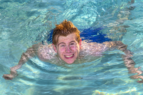 Stok fotoğraf: Erkek · yüzme · havuzu · genç · havuz · mavi · yüzme