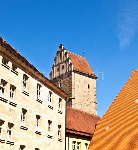 Noerdlinger tower with half-timbered house in romantic medieval  Stock photo © meinzahn