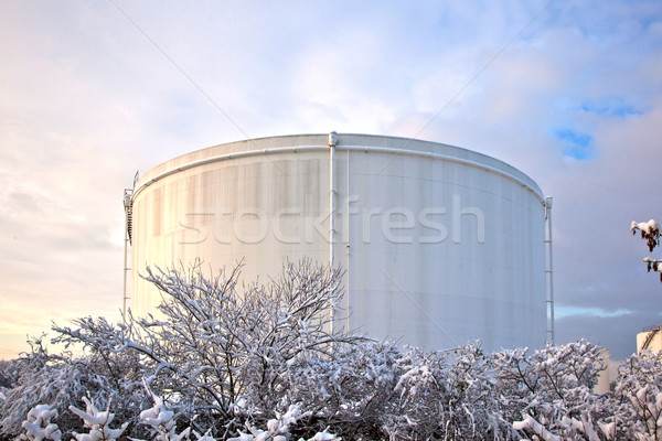 white tanks in tank farm with snow in winter Stock photo © meinzahn