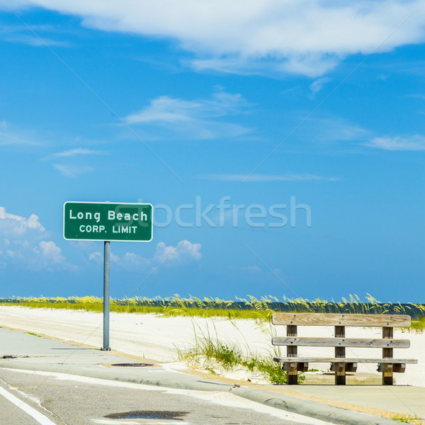 Straßenschild Long Beach Autobahn christian Strand Stock foto © meinzahn