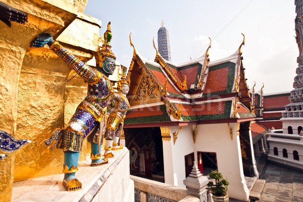 famous temple Phra Sri Ratana Chedi covered with foil gold in th Stock photo © meinzahn