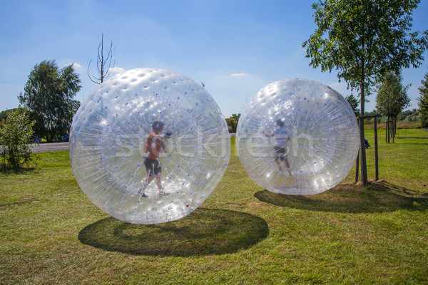 children have fun in the Zorbing Ball  Stock photo © meinzahn