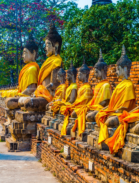 Stock photo: Buddha statues at the temple of Wat Yai Chai Mongkol in Ayutthay