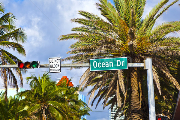 Straat teken oceaan drive beroemd zuiden Miami Stockfoto © meinzahn