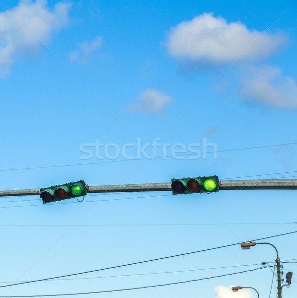 Verkeer regeling amerika verkeerslichten auto wolken Stockfoto © meinzahn