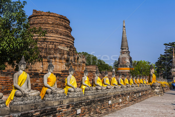 Buddha statues at the temple of Wat Yai Chai Mongkol Stock photo © meinzahn