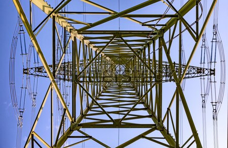 Hoogspanning toren hemel abstract licht technologie Stockfoto © meinzahn