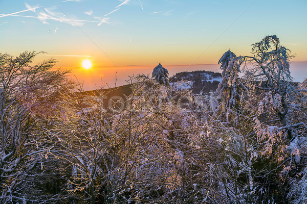 日出 冬天 山 景觀 美麗 商業照片 © meinzahn