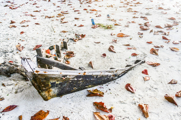 Starych zgniły łodzi plaży Zdjęcia stock © meinzahn