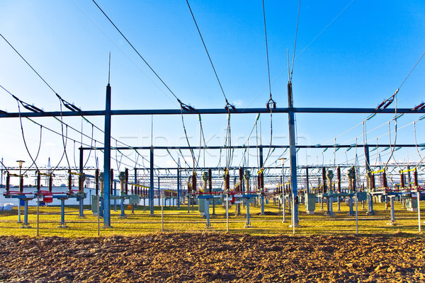 Stock fotó: Elektromosság · állomás · erő · távvezeték · égbolt · természet