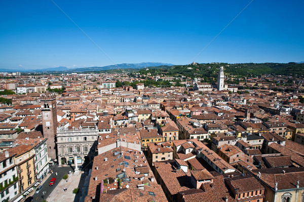 panorama of Verona and the mountains of  Torre dei Lamberti Stock photo © meinzahn