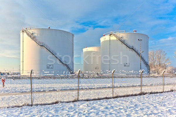 Stock fotó: Fehér · tank · farm · hó · tél · vasaló