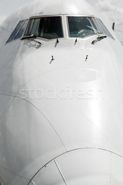 Pormenor aeronave nariz cabine do piloto janela céu Foto stock © meinzahn