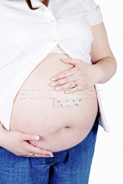 Stock photo: Hope Sign on Belly of pregnant woman