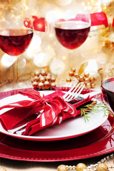 Decorated Christmas Dinner Table Stock photo © Melpomene