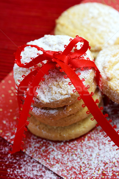 Crăciun cookie-uri roşu alb panglică Imagine de stoc © Melpomene