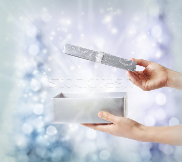 Silver Holiday Gift Box Stock photo © Melpomene