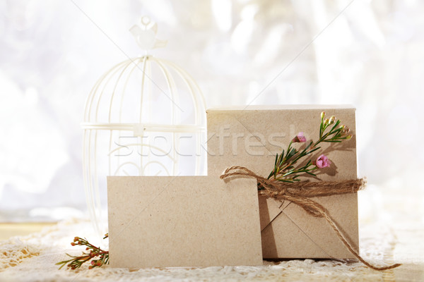 Hand crafted card stock present box and card Stock photo © Melpomene