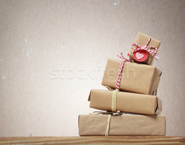 Stack of handcrafted gift boxes Stock photo © Melpomene