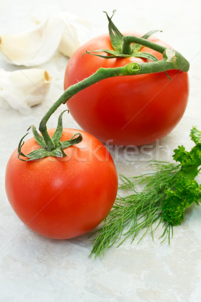 Włoski składniki pomidory czosnku żywności liści Zdjęcia stock © Melpomene