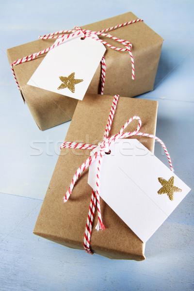 Handcraft giftboxes with ribbons and tags Stock photo © Melpomene