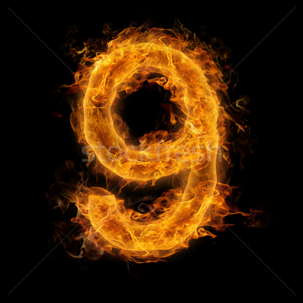 Vlammende aantal vurig negen textuur brand Stockfoto © Melpomene