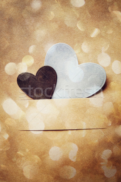 Hand crafted paper hearts and circle lights Stock photo © Melpomene