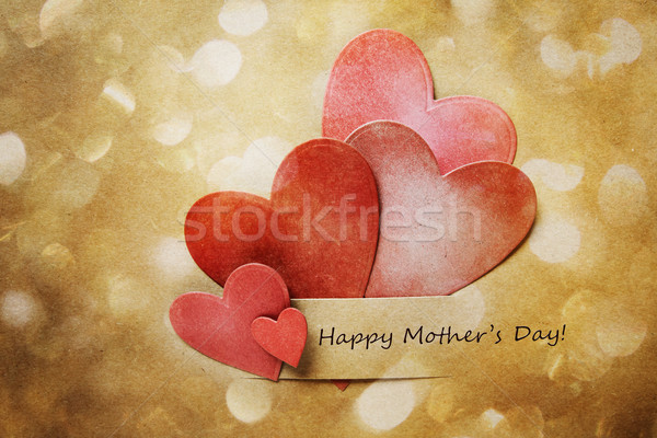 Mothers Day Card with hand-crafted hearts Stock photo © Melpomene