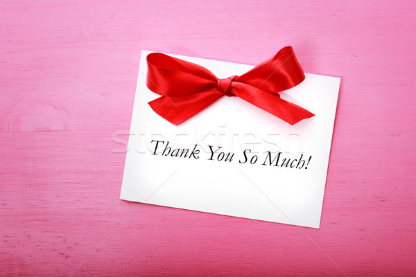 Thank you card on pink wooden board Stock photo © Melpomene