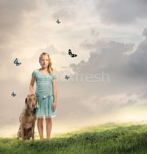 Young Girl with Her Dog Stock photo © Melpomene