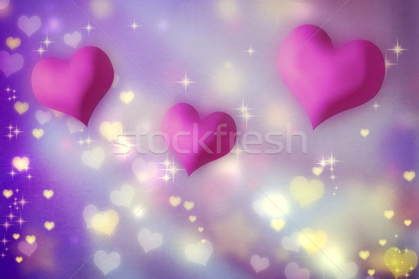Pink hearts on purple background Stock photo © Melpomene