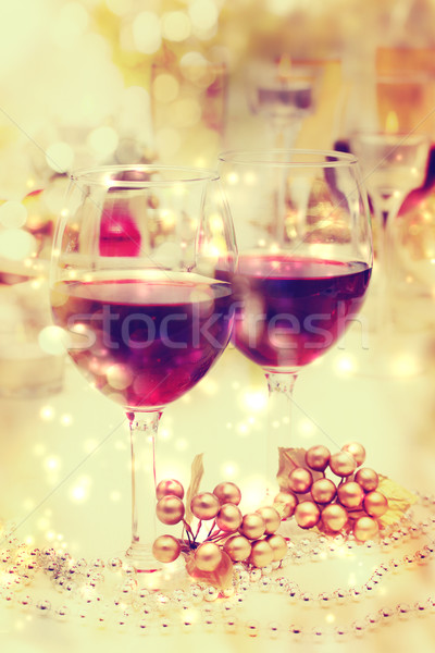 Holiday Wine Table Setting Stock photo © Melpomene