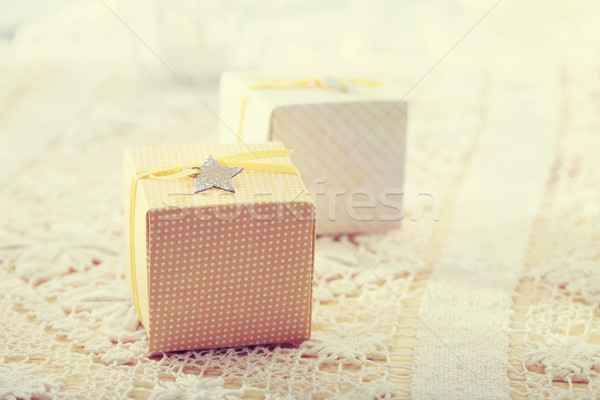 Hand-crafted gift boxes with star-shaped labels Stock photo © Melpomene