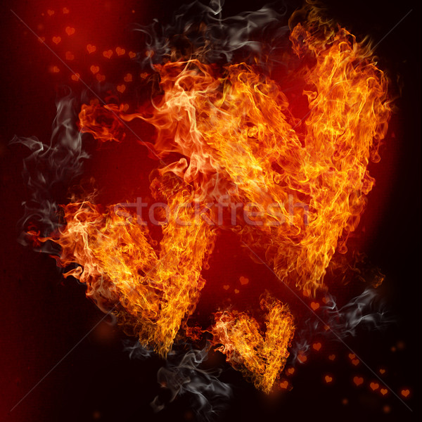 Zdjęcia stock: Ognia · serca · trzy · czarny · czerwony · miłości