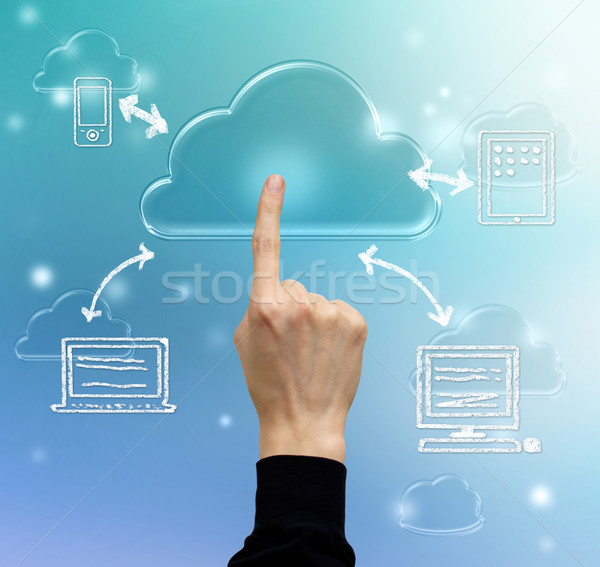 Cloud Computing Technologie Konnektivität Hand Internet Licht Stock foto © Melpomene