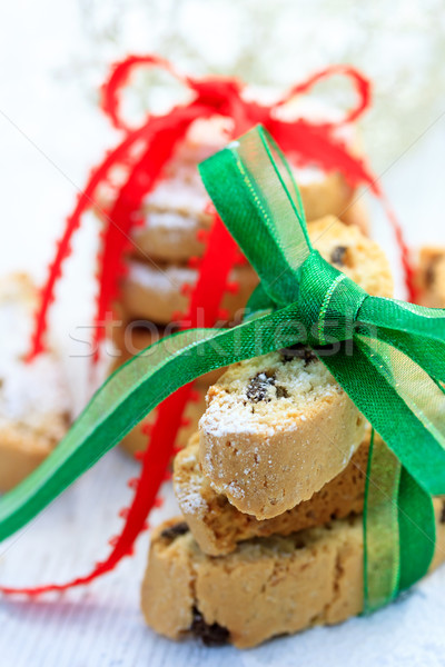 Cookies сахарная пудра лента зеленый подарок белый Сток-фото © Melpomene