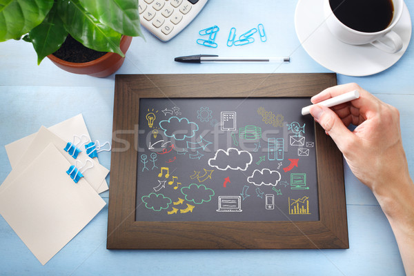  Cloud connectivity chart sketched on a chalk board Stock photo © Melpomene
