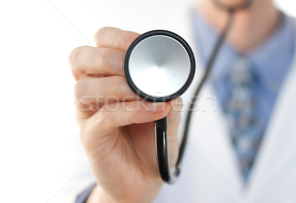 Orvos sztetoszkóp fehér kéz férfi háttér Stock fotó © Melpomene
