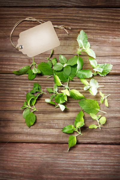 Fresh Mint on Rustic Table with Tag Stock photo © Melpomene