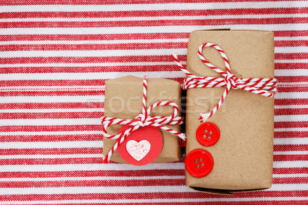 Hecho a mano cajas de regalo a rayas tela amor cumpleanos Foto stock © Melpomene