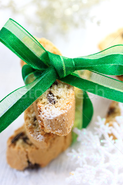 Zielone wstążka cukier puder biały christmas cukru Zdjęcia stock © Melpomene