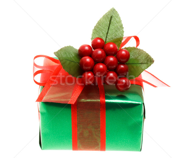 Green Christmas gift box Stock photo © Melpomene