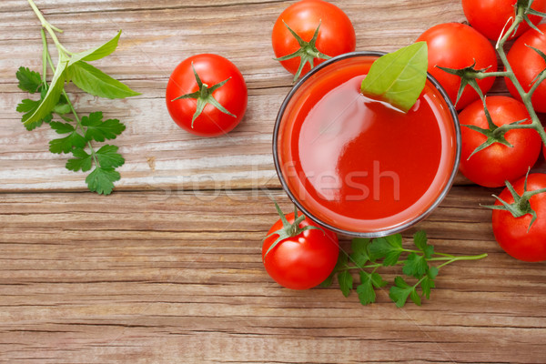 Sok pomidorowy świeże pomidory żywności charakter liści Zdjęcia stock © Melpomene